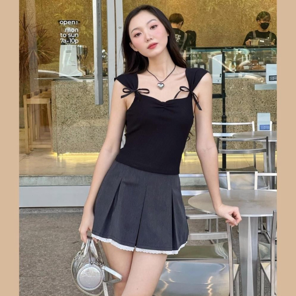 Áo kiểu 2 dây nơ  phong cách xinh xắn, dễ thương CUTE, siêu hot hit, thích hợp với mọi phong cách A89 | BigBuy360 - bigbuy360.vn