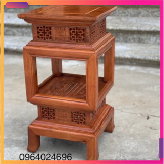 Đôn đèn 2 tầng mặt 30,38 cao 60,70,80cm gỗ hương đá