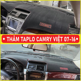 Thảm taplo toyota camry việt 2007 2008 2009 2010 2011 2012 2013 2014 2015 2016 da carbon, da vân gỗ đen, nhung cừu