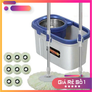 Bộ Chổi Lau Nhà Xoay 360 Độ Cao Cấp Mới Gồm 1 Chậu Giăt+2 Cây Lau+8 Bông Lau