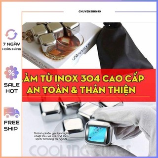 Đá inox 8 viên không tan làm lạnh thức uống tặng kèm kẹp đá