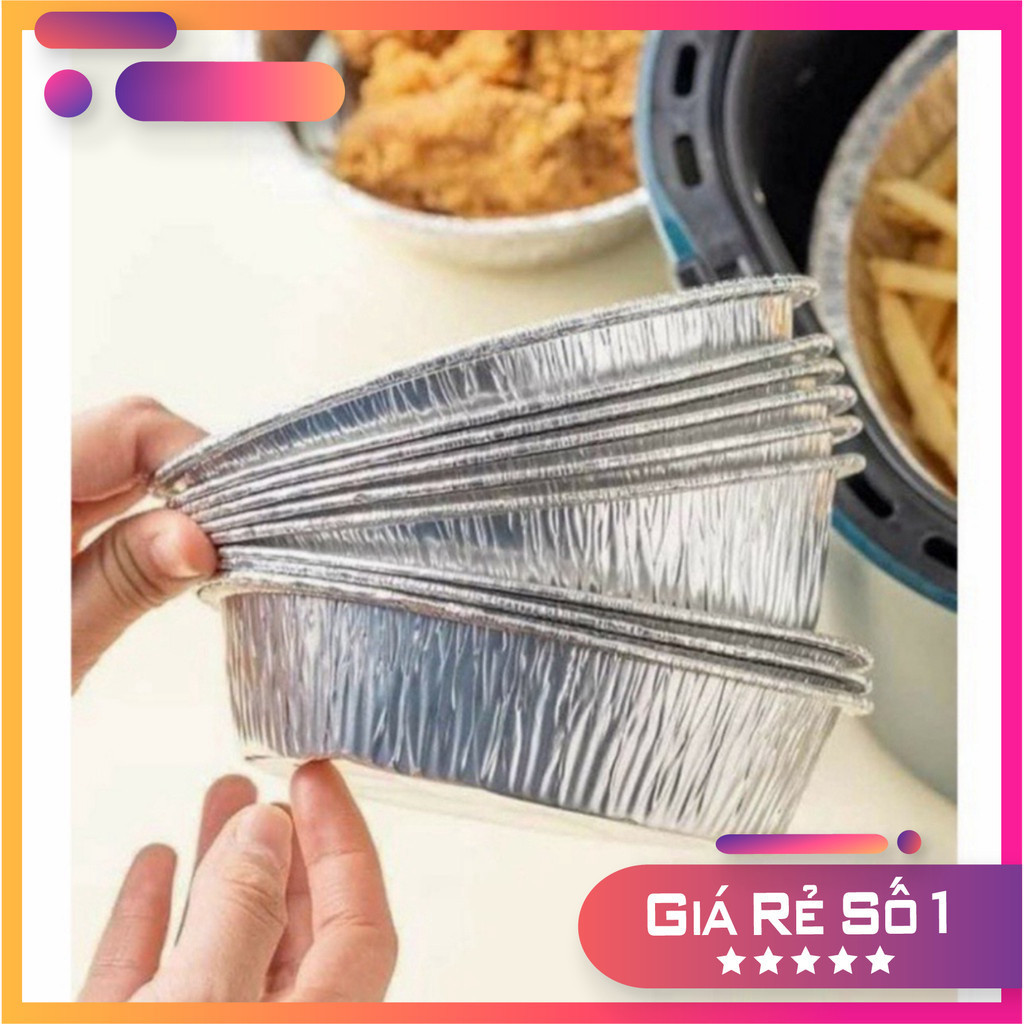 Set 20 Khay Giấy Bạc Lót Nồi Chiên Không Dầu, Đĩa Nhôm, đĩa giấy bạc