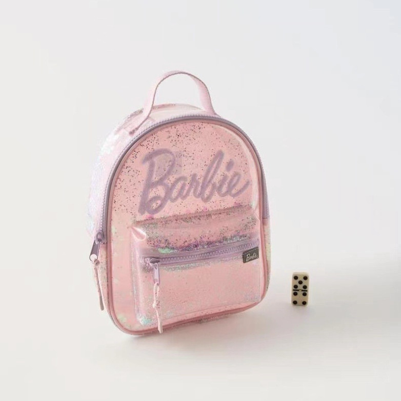 Balo bé gái, balo mẫu giáo tone màu hồng barbie nhũ kim tuyến lấp lánh siêu đẹp hàng Quảng Châu cao 
