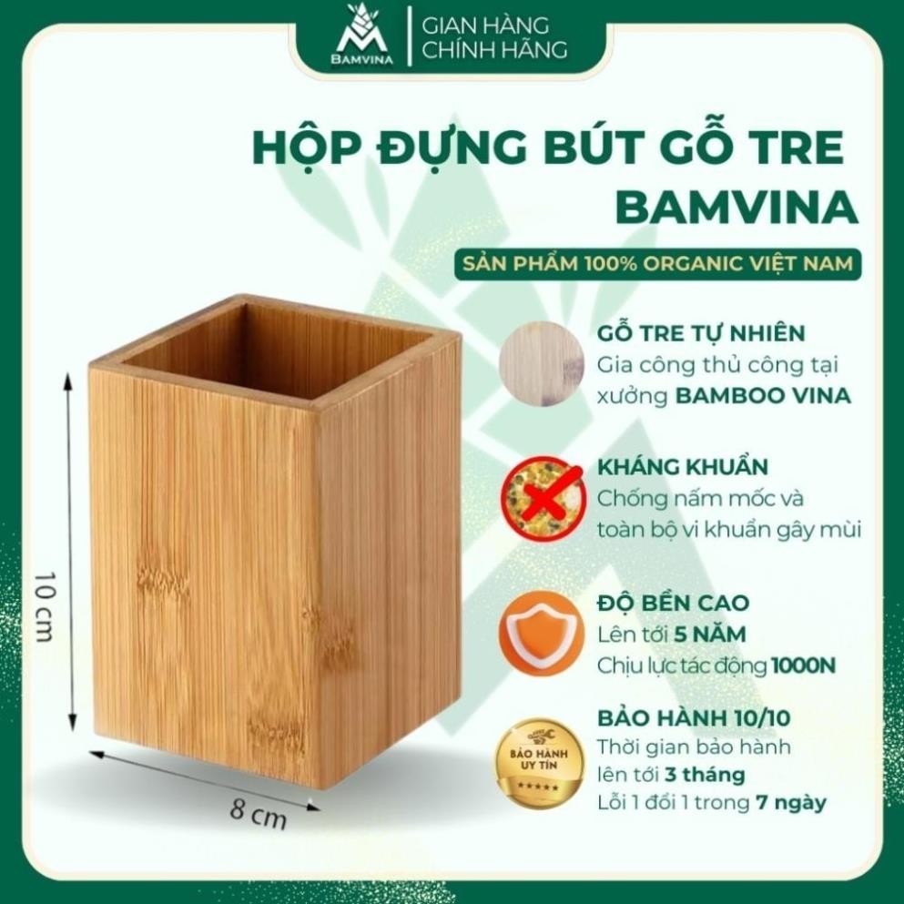Hộp Đựng Bút Để Bàn BAMVINA Gỗ Tre nhỏ gọn, hộp bút gỗ tre di động Decor, thích hợp nơi làm việc/học