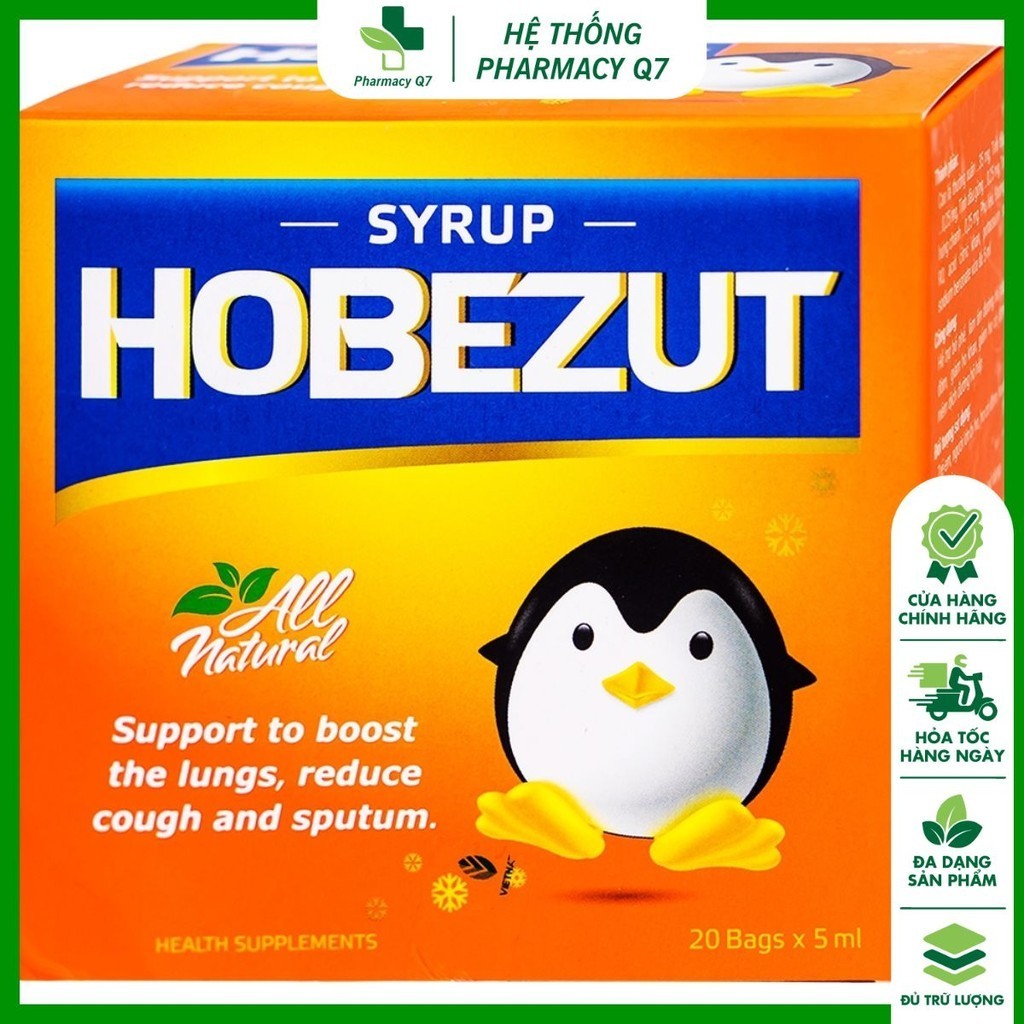 Siro Hobezut giảm ho, Ho Bezut giảm ho cảm (Hộp 20 gói x 5ml)