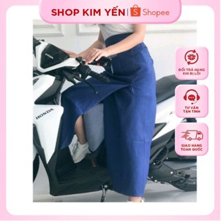 Váy chống nắng xẻ tà vải jeans dày mềm thoáng mát chống nắng cực tốt, có nút bấm chắc chắn