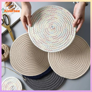 Aislerbee Bộ lót ly dệt bằng vải Cotton mềm cách nhiệt Chống bỏng thấm nước Thảm lót cốc Cotton giảm tiếng ồn