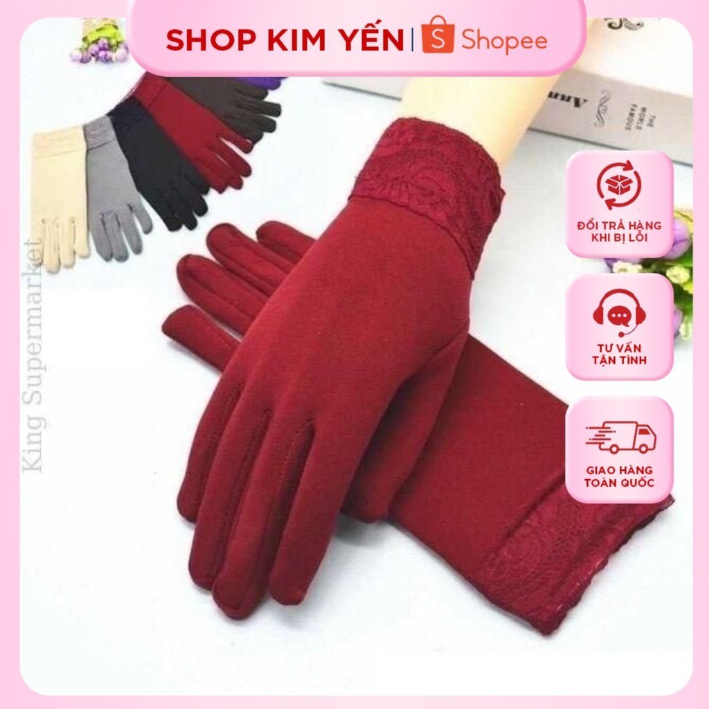 Găng tay nữ lái xe chống nắng, găng tay nữ đa chức năng phối ren thời trang - Shop Kim Yến 5