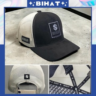 Nón kết lưỡi trai mỏ bò da lộn S, Mũ lưỡi trai kết lưới vá da lộn full tag mác MU03