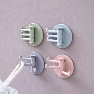 Móc nhựa dán tường 3 nhánh kèm miếng dính tường 3in1 tiện lợi móc xoay 180 treo đồ đa năng
