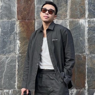 Áo sơmi cổ đức dài tay UNCLÉ Dark Gray Jacques