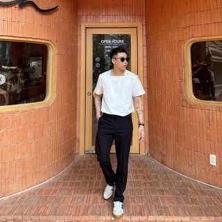 Áo phông basic cổ vuông UNCLÉ White Square Collar T-shirt