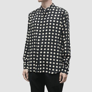 Áo sơ mi dài tay cổ tàu hoạ tiết chấm bi UNCLÉ Grand Point Blanc Shirt