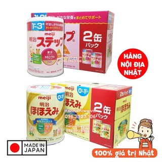 Mẫu mới | sữa bột meiji lon 800g | sữa meiji số 0-1 và số 1-3 hộp giấy pack 2 | hàng nội địa nhật