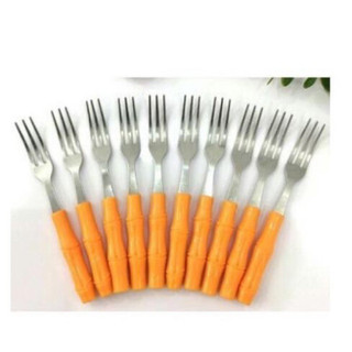 Combo 10 Dĩa ăn hoa quả bằng inox cán nhựa