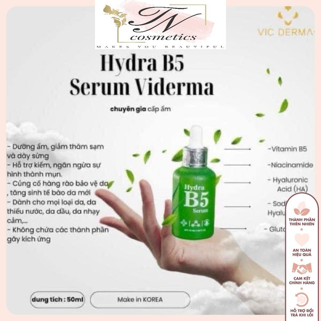 Serum dưỡng ẩm - cấp nước -phục hồi VICDERMA HA B5 B9 mẫu mới 50mL CHÍNH HÃNG
