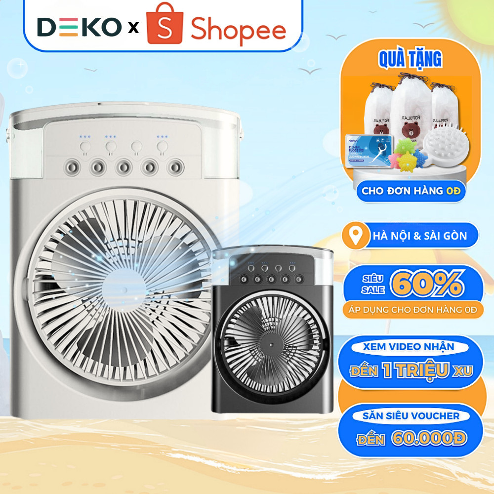 Quạt Điều Hòa Hơi Nước Mini, quạt Phun Sương mini để bàn 3 chế độ gió dung tích 600ml có đèn led