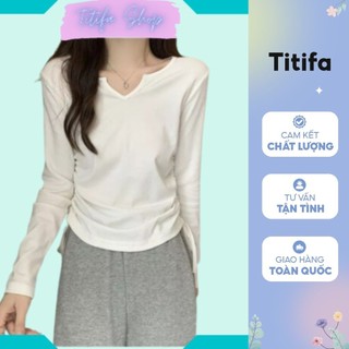 Áo Thun Kiểu Rút Dây Hai Bên Tay Dài Chất Vải Thun Mềm Mại - Titifa Shop