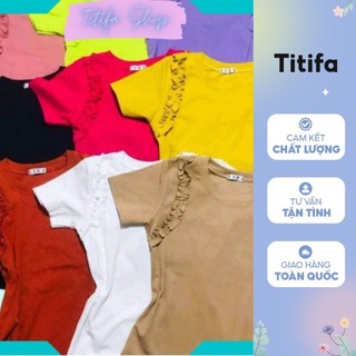 Áo thun nữ ngắn tay cổ tròn phối viền bèo áo kiểu chất vải thun bozip - titifa shop
