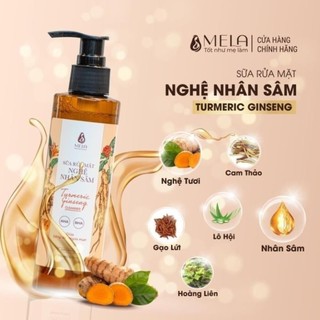 Sữa rửa mặt nghệ nhân sâm mela cho da dầu mụn, giảm thâm dịu nhẹ cho da 200ml