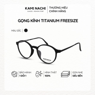  Gọng kính Titanium đen nhám dáng tròn thanh mảnh KAMI NACHI phong cách tối giản tròn Freesize 