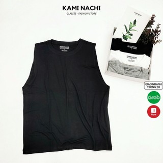 Áo thun Tank top trơn KAMI NACHI 3 màu basic phom suông unisex - Dòng vải mới Cotton lụa 4 chiều co giãn, thoáng mát
