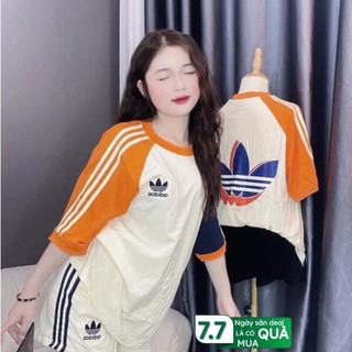 Bộ cotton adidas phối 3 màu quần đùi logo thêu dáng unisex chất cotton cao cấp - bộ thun adidas nam nữ hot trend\\