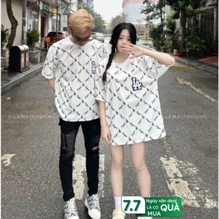 Áo phông mlb trắng in chữ l.a đáng urisex - áo phông l.a nam nữ chất vải cotton mịn form rộng unisex nam nữ new 2024