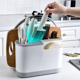Ống đựng đũa giá cắm dao kệ gài thìa muỗm úp nắp vung nồi hộp nhựa có khay để thớt hứng nước thông minh