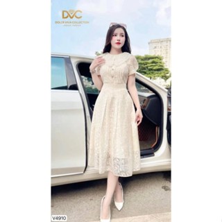 (giao ngay) V4910 Váy đầm ren 3D coorr sen siêu xinh , nhẹ nhàng mặc đi làm đi chơi  - CHÍNH HÃNG DVC