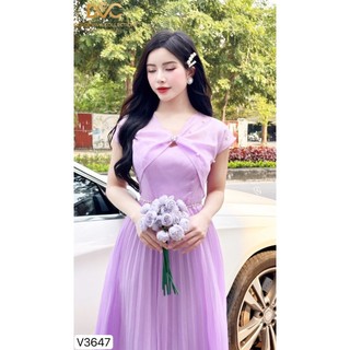 (giao ngay) VÁY TÍM TIỂU THƯ V3647 - DVC