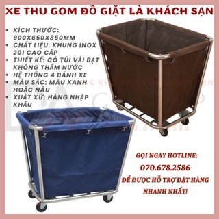 Xe đẩy thu gom đồ bẩn trong khách sạn, xe dọn phòng khách sạn đa năng