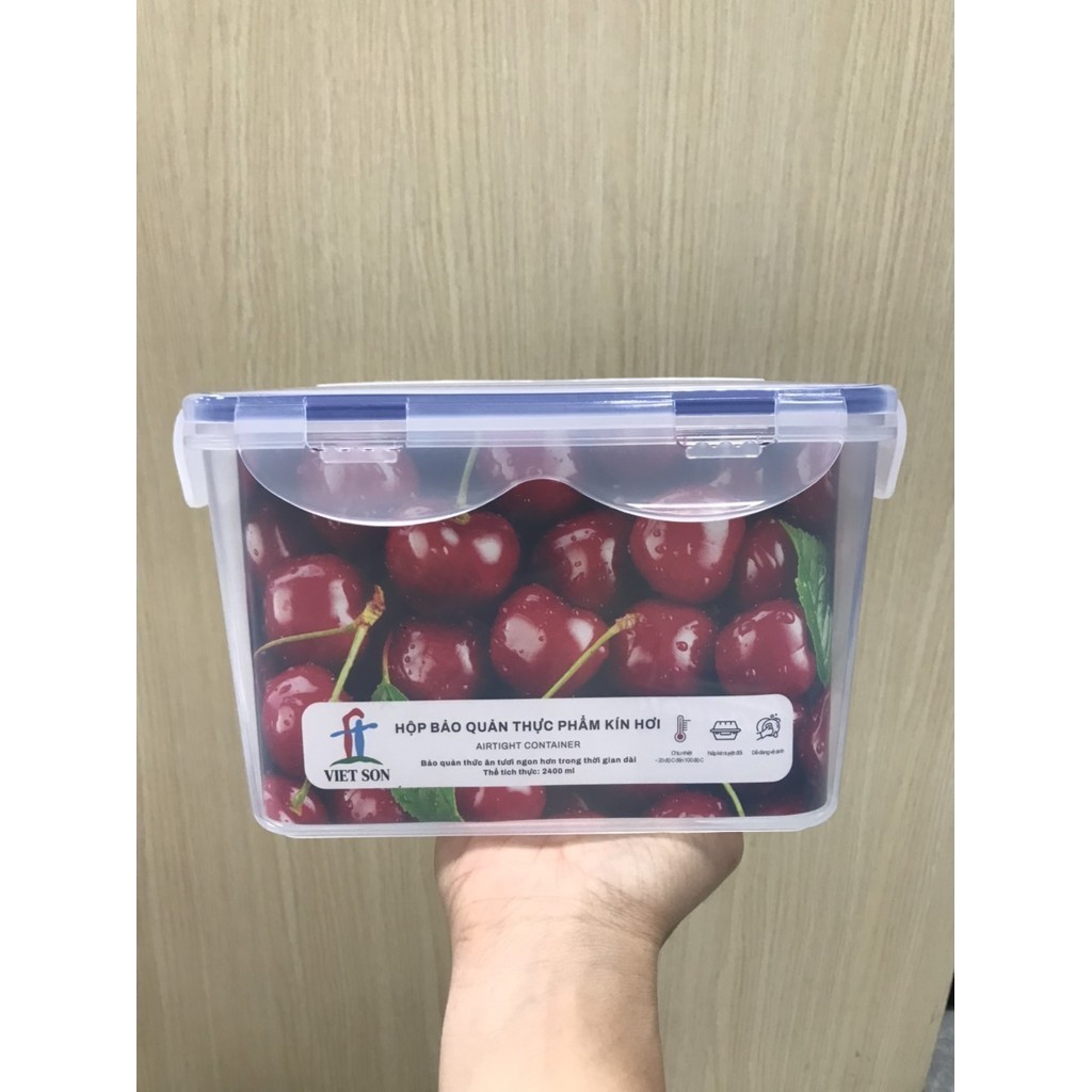 Hộp Đựng Thực Phẩm Việt Son 2400ml Nắp Khóa 4 Cạnh Kín Hơi