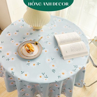 Khăn Trải Bàn Tròn Vải PVC Họa Tiết Cúc Họa Mi Chống Thấm Dầu Chống Thấm Nước Cách Nhiệt Tốt - 0053