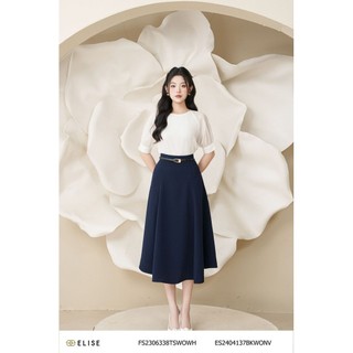 Chân váy xòe tím than can hai bên thiết kế elise es2404137bkwonv