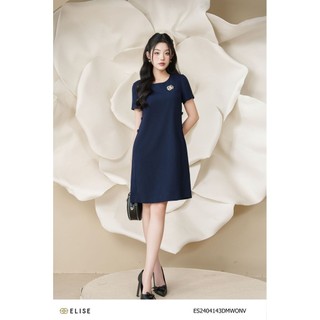 Đầm suông tím than cúc 2 bên thiết kế elise es2404143dmwonv