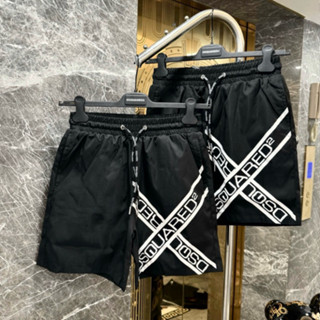 89Quần Short Gió Nam DSQ Đen In Vạch Chữ Băng Rôn Sọc Chéo Dấu X Cạp Chun Dây Thắt . Quần Đùi Siêu Cấp Dành Cho Anh Em