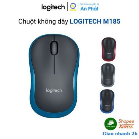 Chuột không dây Logitech M185 Xám- Hàng chính hãng