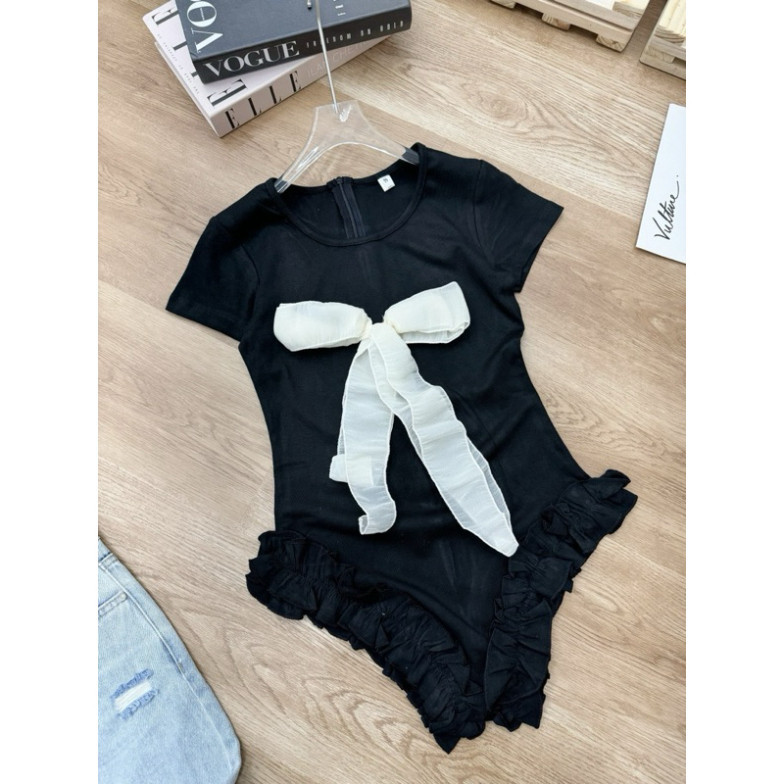 [HOT] Jumsuit Bikini Bèo Nơ Ngực Tay Cộc Chất Co Dãn Thoải Mái, body suit đi biển đi chơi siêu xinh B001 | BigBuy360 - bigbuy360.vn