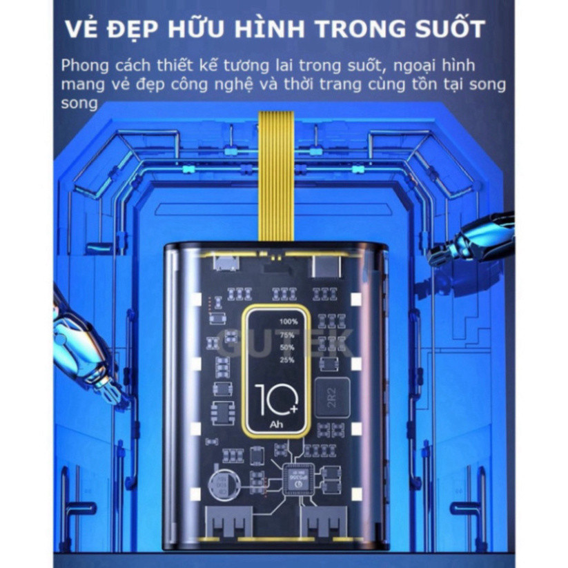 Pin Sạc Dự Phòng trong suốt sạc nhanh Y698 20.000MAH đèn Led sạc nhiều thiết bị dung lượng lớn new HOT-VINATECH | BigBuy360 - bigbuy360.vn