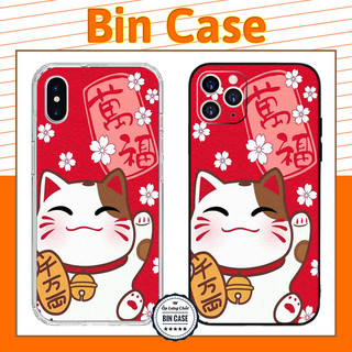 ❤Ốp điện thoại Mèo Thần Tài màu đỏ ❤Ốp phong thủy may mắn iphone 14 13 12 11 Pro Max 6 7 8 Plus X Xr Xs Max MEO019