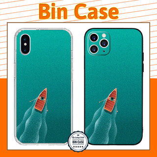 🌺Ốp Phong Cảnh Thuyền Ra Khơi Màu Xanh Ốp Silicon Chống Sốc iphone 14 13 12 11 Pro Max 6 7 8 Plus X Xr Xs Max CANHDEP020