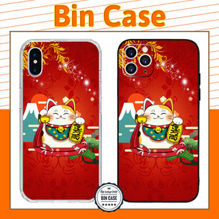 ❤Ốp iPhone 11 Pro Max Mèo Thần Tài Vàng ❤Ốp Thiết Kế Màu Đỏ Tết iphone 14 13 12 11 Pro Max 6 7 8 Plus X Xr Xs Max MEO047
