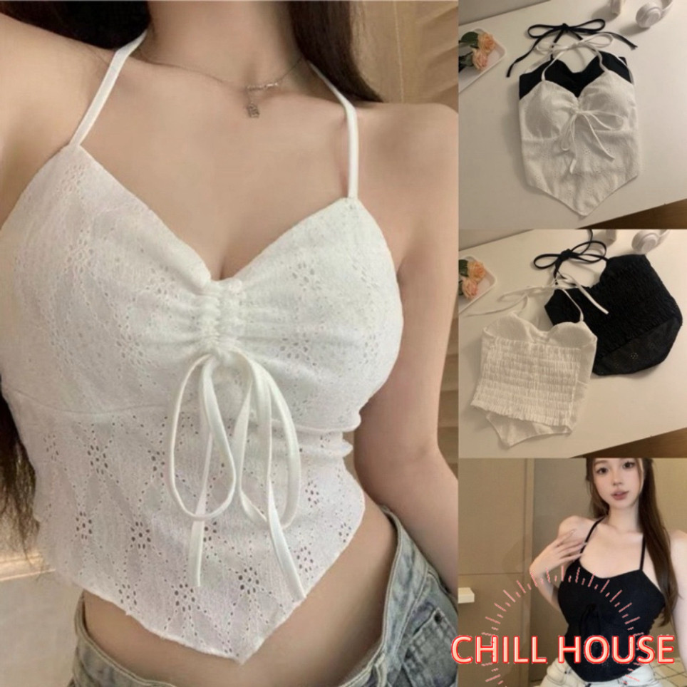 ÁO YẾM CỘT DÂY RÚT CHẤT XỐP VẠT NHỌN SANG CHẢNH 9064  CHILL HOUSE