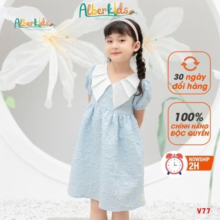 Váy bé gái ALBERKIDS xanh xốp hoa 2 lớp công chúa xinh đẹp cho trẻ em 2,3,4,5,6,7,8,9,10,11,12 tuổi [V77]