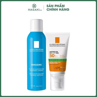 Combo la roche-posay xịt khoáng da dầu mụn 150ml + kem chống nắng kiềm dầu spf50+ 50ml hasaki