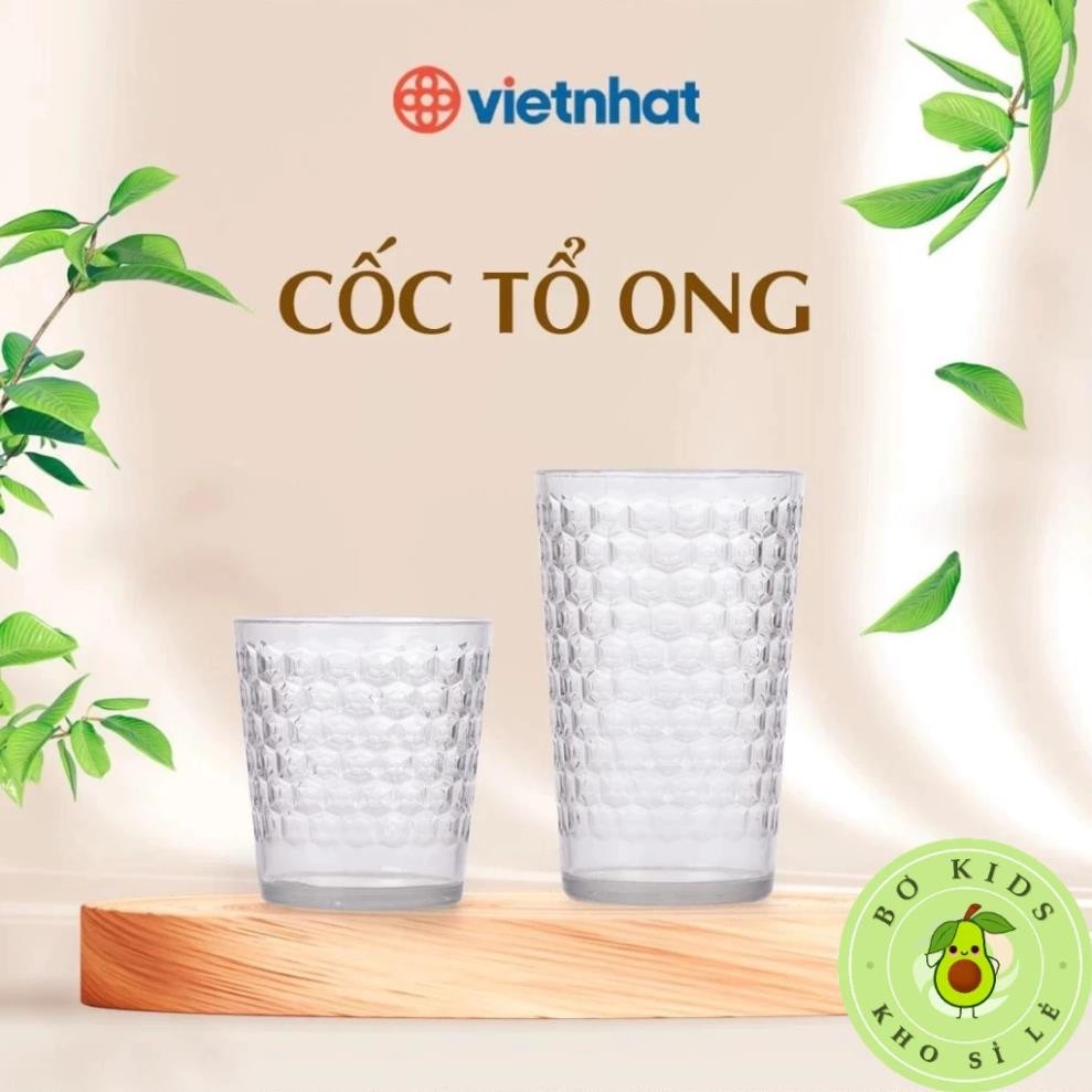 Cốc Nhựa Uống Nước HOKORI Hình Tổ Ong Nhựa Việt Nhật (MS:6385) (MS:6386) Ly MICA Cao Cấp 450ml.300ml