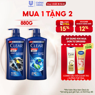 Dầu gội đầu clear men deep cleanse than hoạt tính đánh bay gàu, ngứa và dưỡng tóc khỏi khói bụi 650ml/900ml