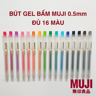 Bút Bi Bấm MUJI Smooth Gel ngòi 0.5 ĐỦ 16 MÀU
