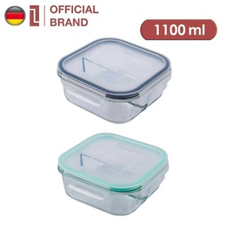 Hộp thuỷ tinh vuông chia 2 ngăn Lebenlang Đức LBQ332 1100ml
